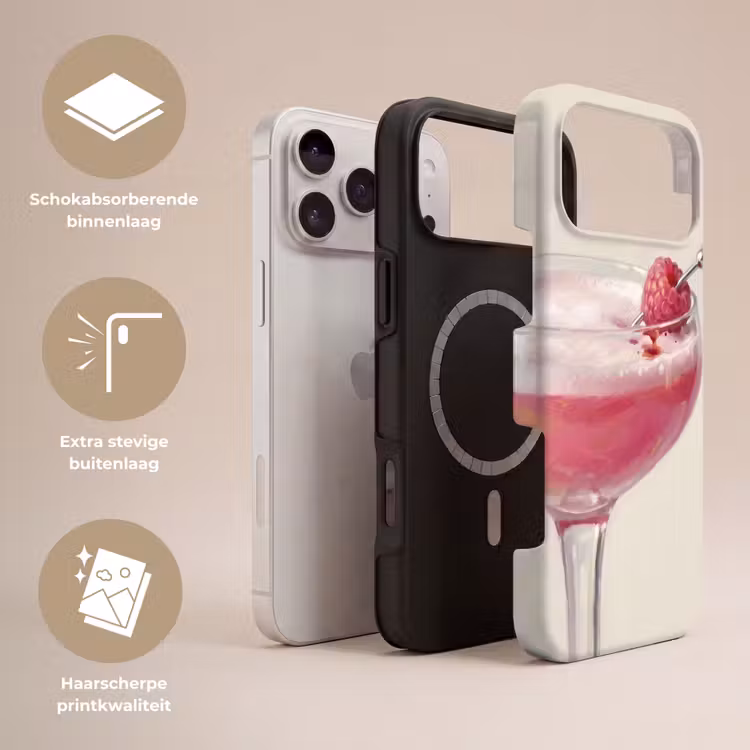 Telefoonhoesje Toughcase - Cocktail - Framboos - Drank - Modern - Roze — 3