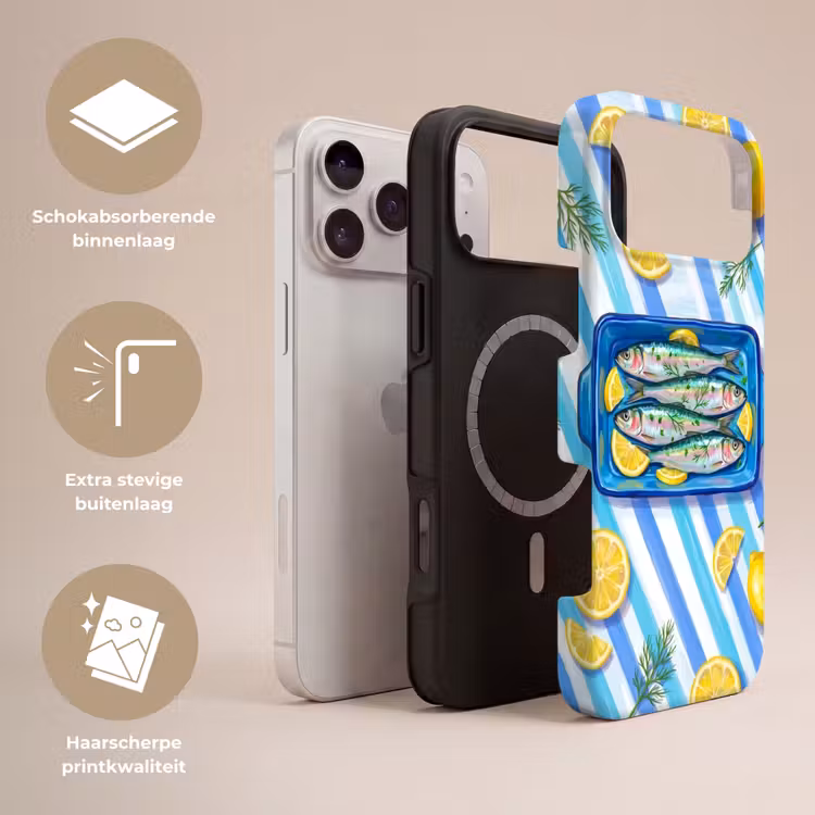 Telefoonhoesje Toughcase - Vis - Citroen - Kruiden - Eten - Blauw — 3