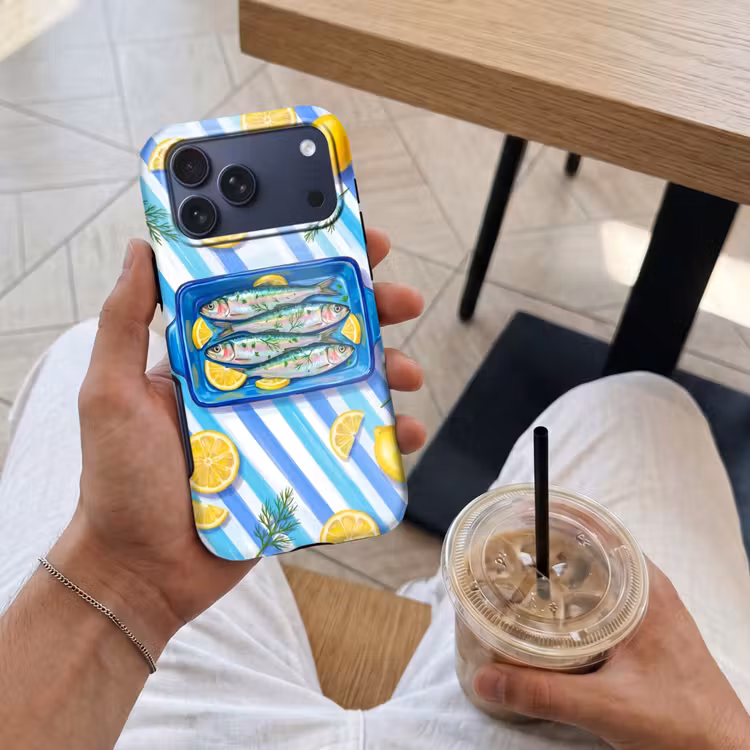 Telefoonhoesje Toughcase - Vis - Citroen - Kruiden - Eten - Blauw — 4