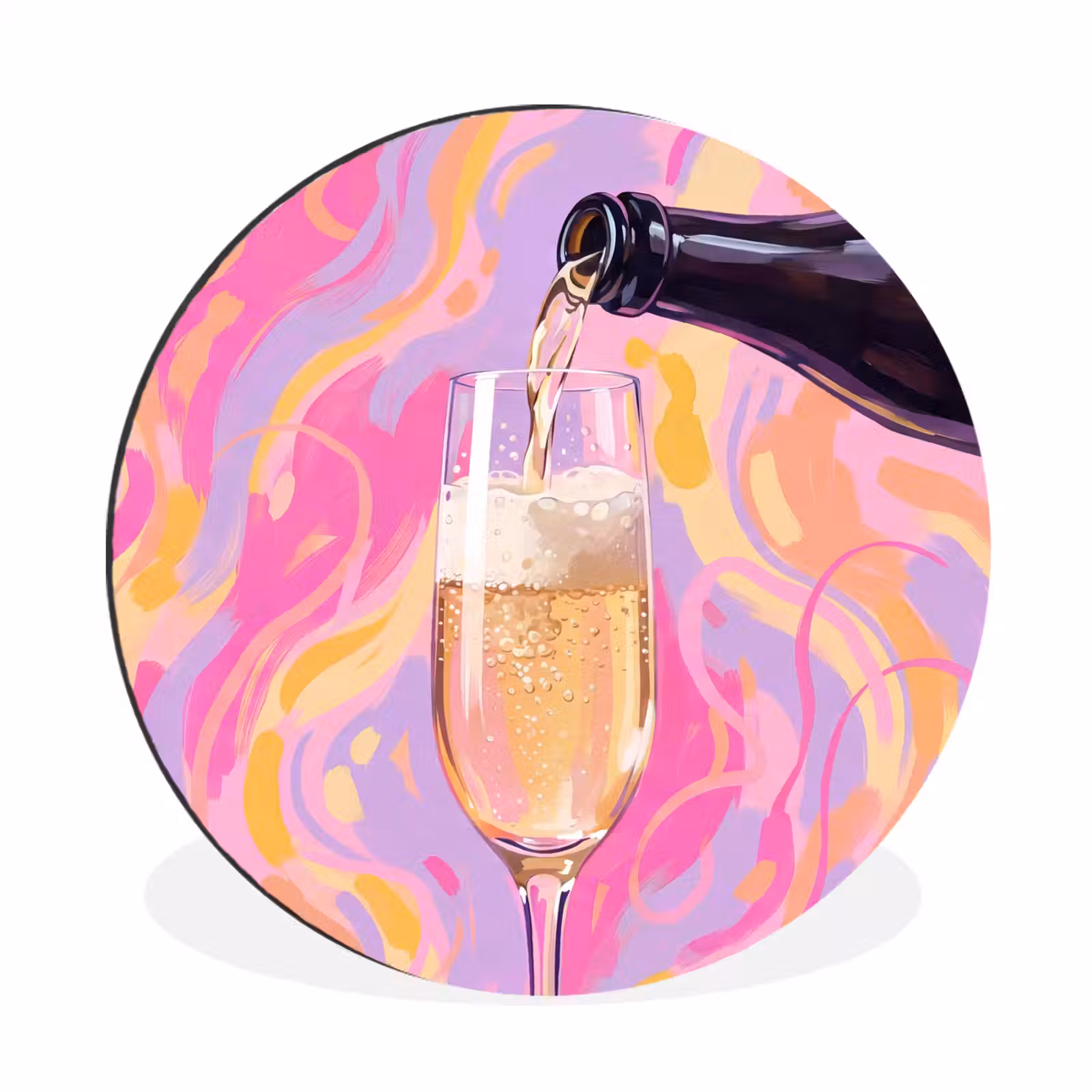 Wandcirkel - Aluminium - Drank - Inschenken - Feest - Abstract - Roze — 1