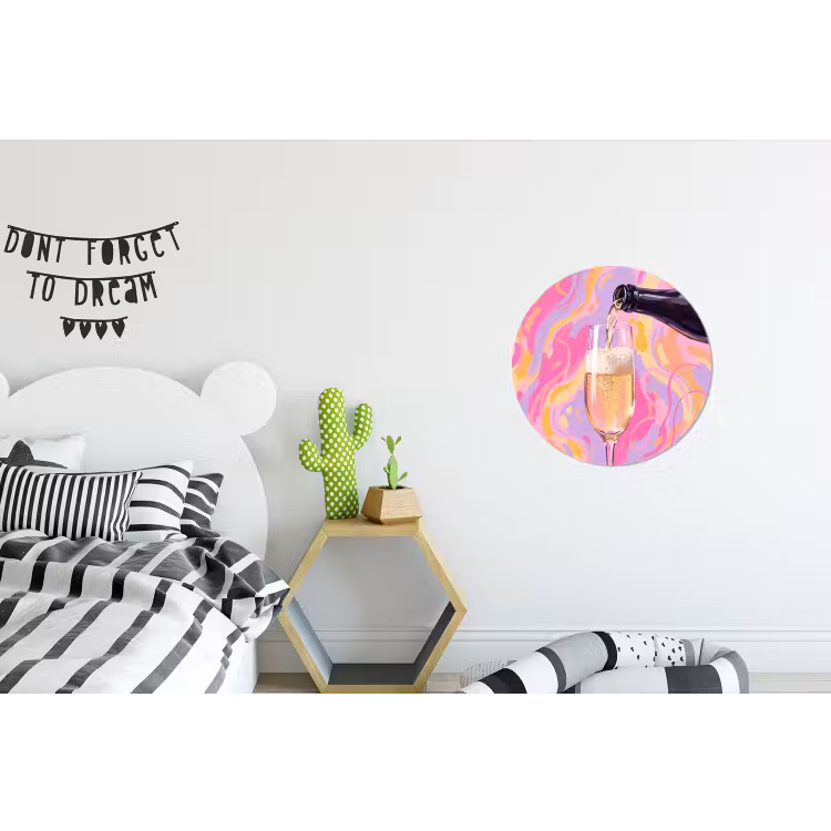 Wandcirkel - Aluminium - Drank - Inschenken - Feest - Abstract - Roze — 5