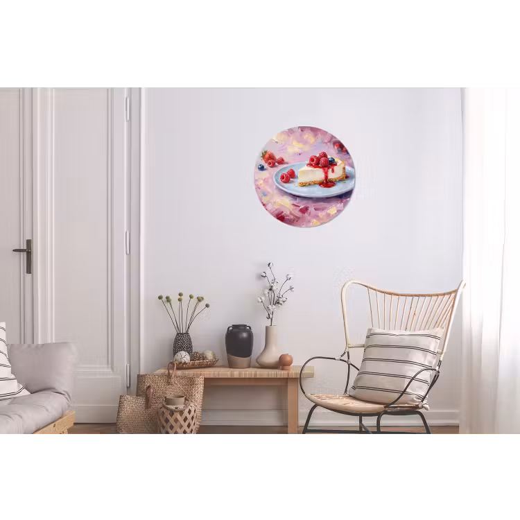 Wandcirkel - Aluminium - Eten - Cheesecake - Bessen - Abstract - Roze — 2