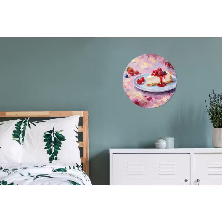 Wandcirkel - Aluminium - Eten - Cheesecake - Bessen - Abstract - Roze — 4