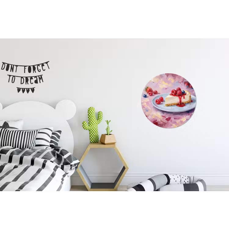 Wandcirkel - Aluminium - Eten - Cheesecake - Bessen - Abstract - Roze — 5