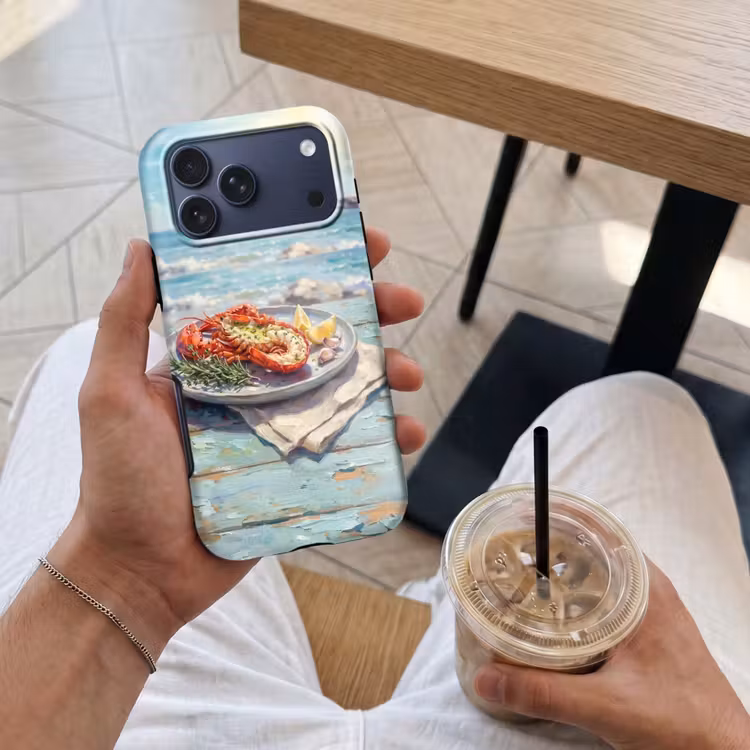 Telefoonhoesje Toughcase - Eten - Zee - Kust - Modern - Blauw — 4