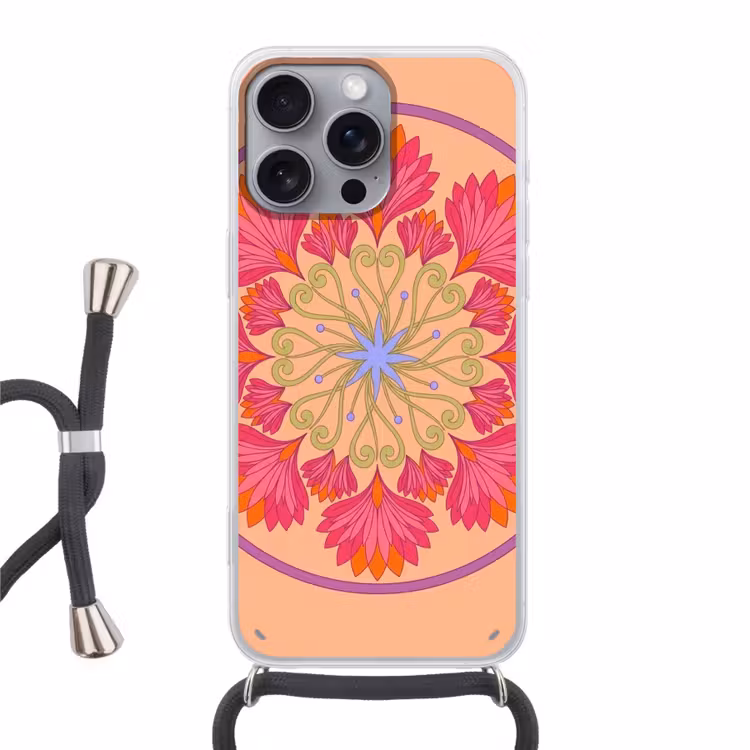 Telefoonhoesje met koord - Bloemen - Patroon - Abstract - Roze - Decoratief — 1