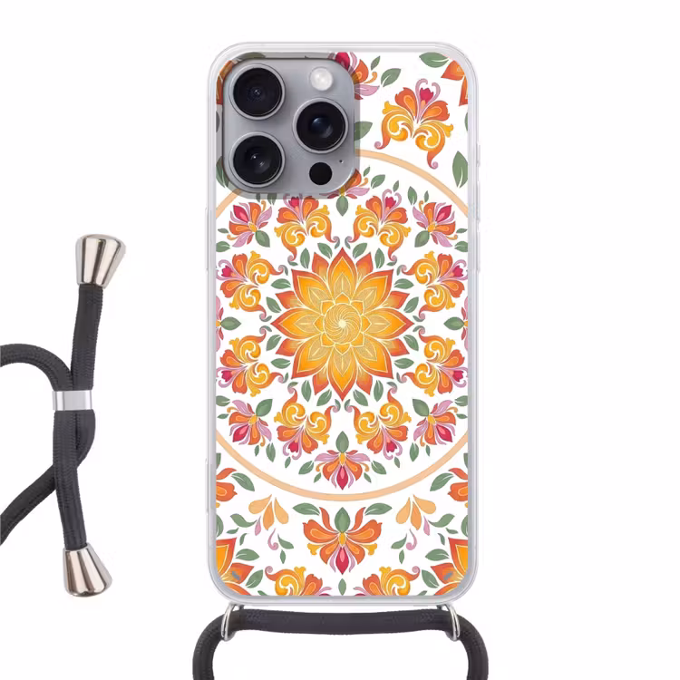 Telefoonhoesje met koord - Mandala - Bloemen - Decoratie - Kleurrijk - Abstract — 1
