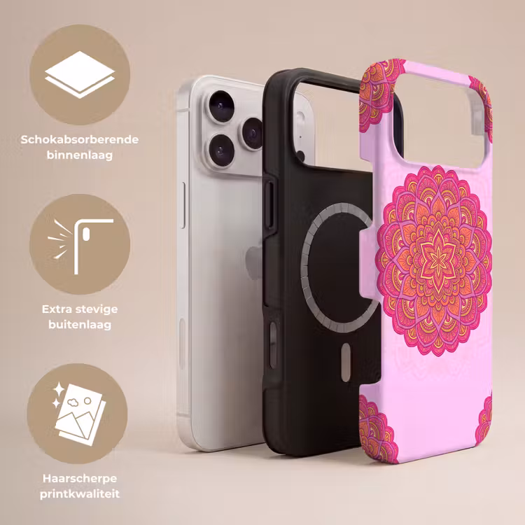 Telefoonhoesje Toughcase - Mandala - Cirkel - Spiritueel - Oosters - Roze — 3