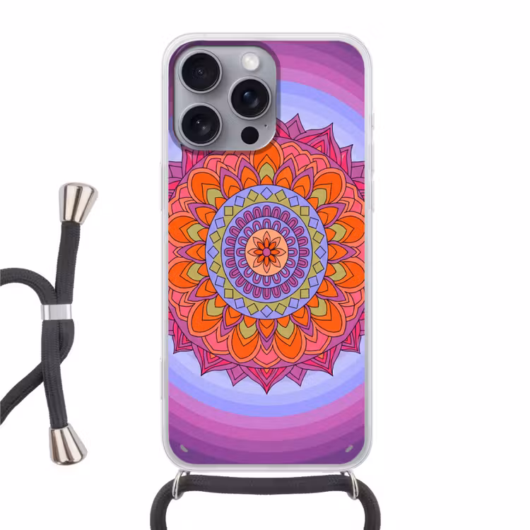 Telefoonhoesje met koord - Mandala - Cirkel - Abstract - Kleurrijk - Patroon — 1