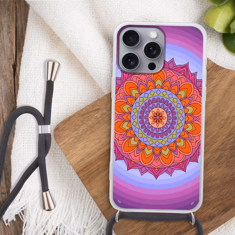 Telefoonhoesje met koord - Mandala - Cirkel - Abstract - Kleurrijk - Patroon — 3
