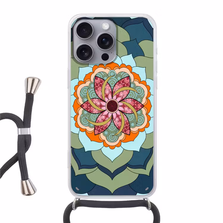 Telefoonhoesje met koord - Mandala - Geometrisch - Kunst - Decoratief - Kleurrijk — 1