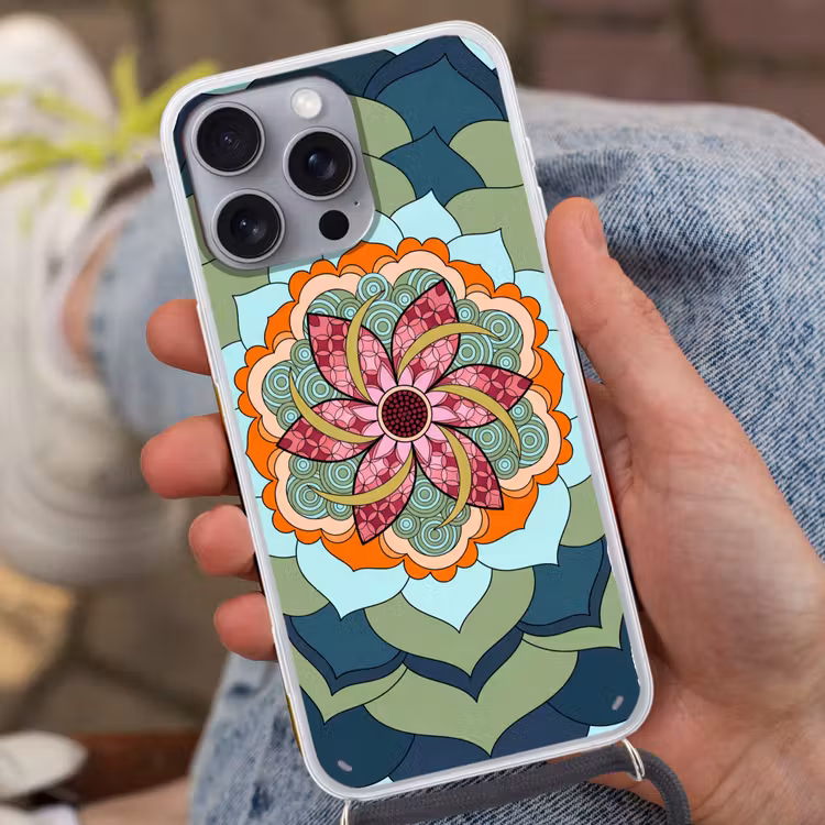 Telefoonhoesje met koord - Mandala - Geometrisch - Kunst - Decoratief - Kleurrijk — 2