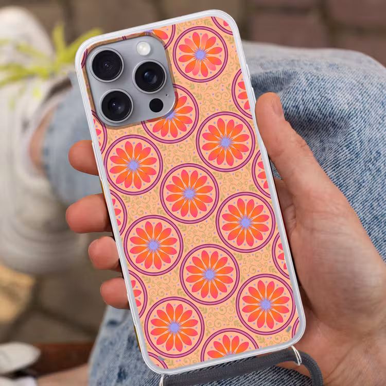 Telefoonhoesje met koord - Patroon - Bloemen - Decoratief - Kleurrijk - Modern — 2
