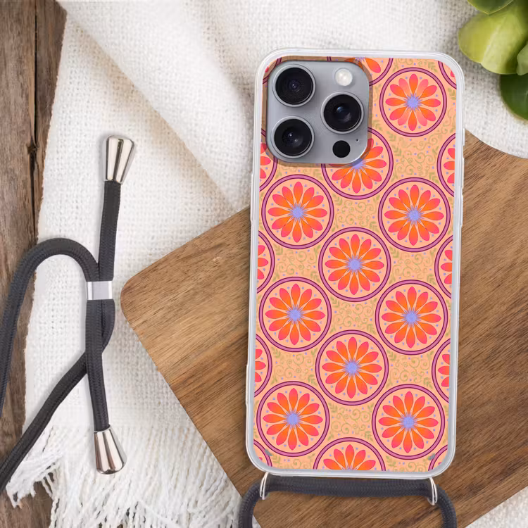 Telefoonhoesje met koord - Patroon - Bloemen - Decoratief - Kleurrijk - Modern — 3
