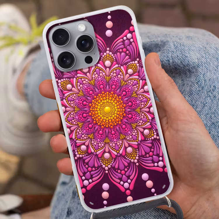 Telefoonhoesje met koord - Patroon - Stippen - Abstract - Kleurrijk — 2