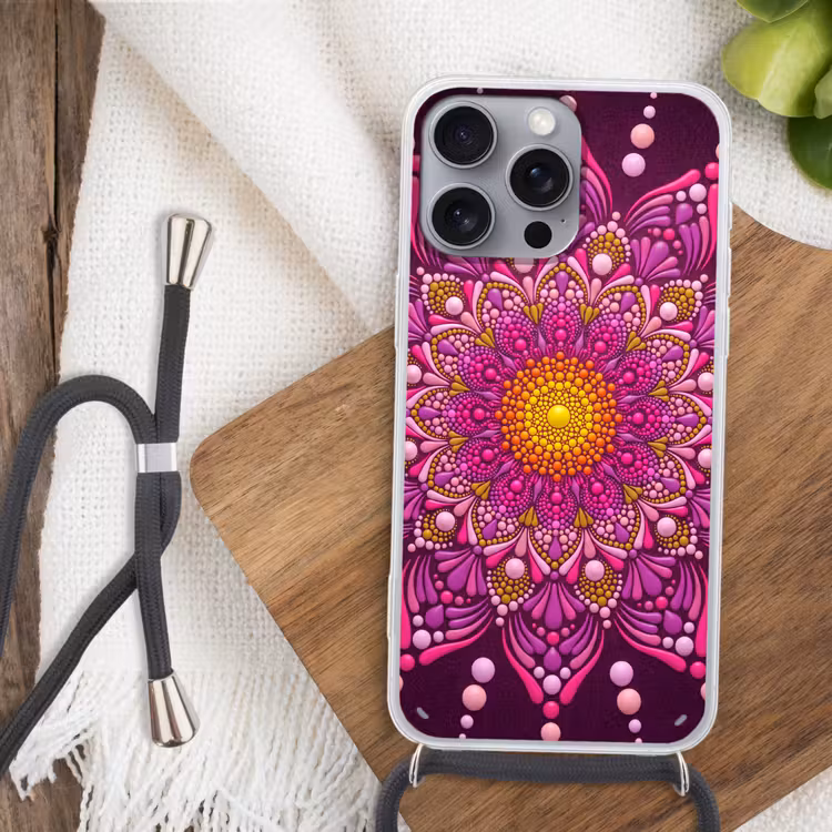 Telefoonhoesje met koord - Patroon - Stippen - Abstract - Kleurrijk — 3