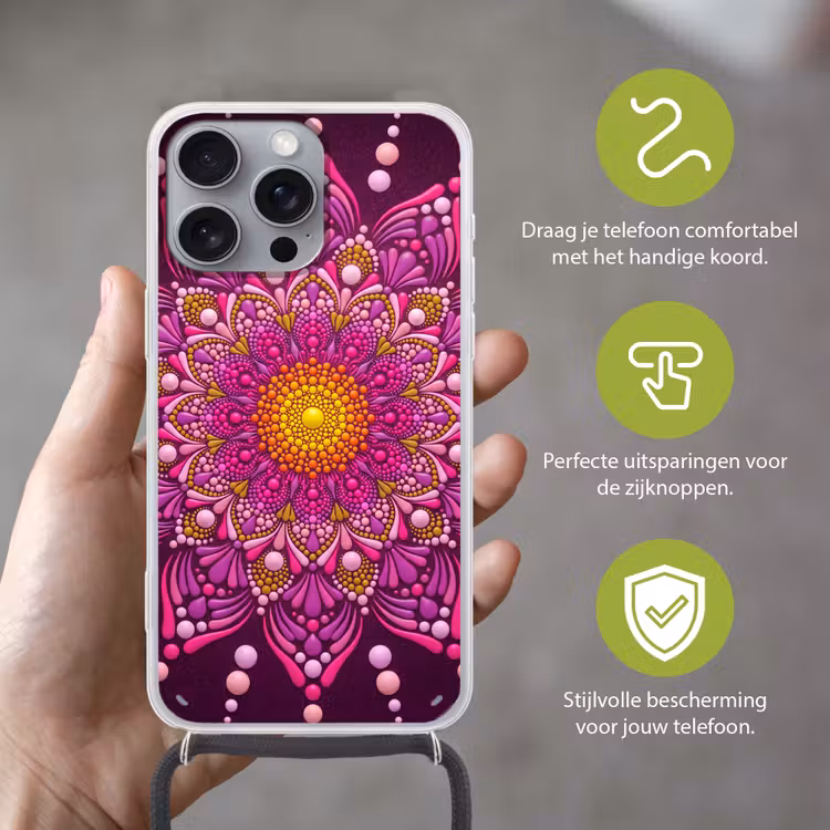 Telefoonhoesje met koord - Patroon - Stippen - Abstract - Kleurrijk — 4