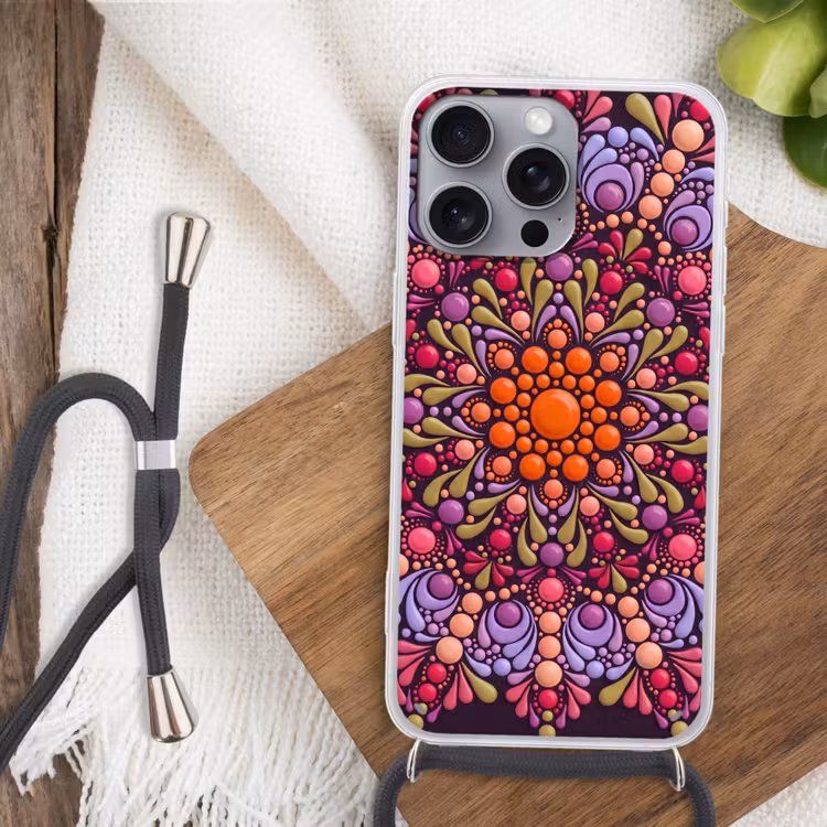 Telefoonhoesje met koord - Patroon - Stippen - Abstract - Modern - Kleurrijk — 3