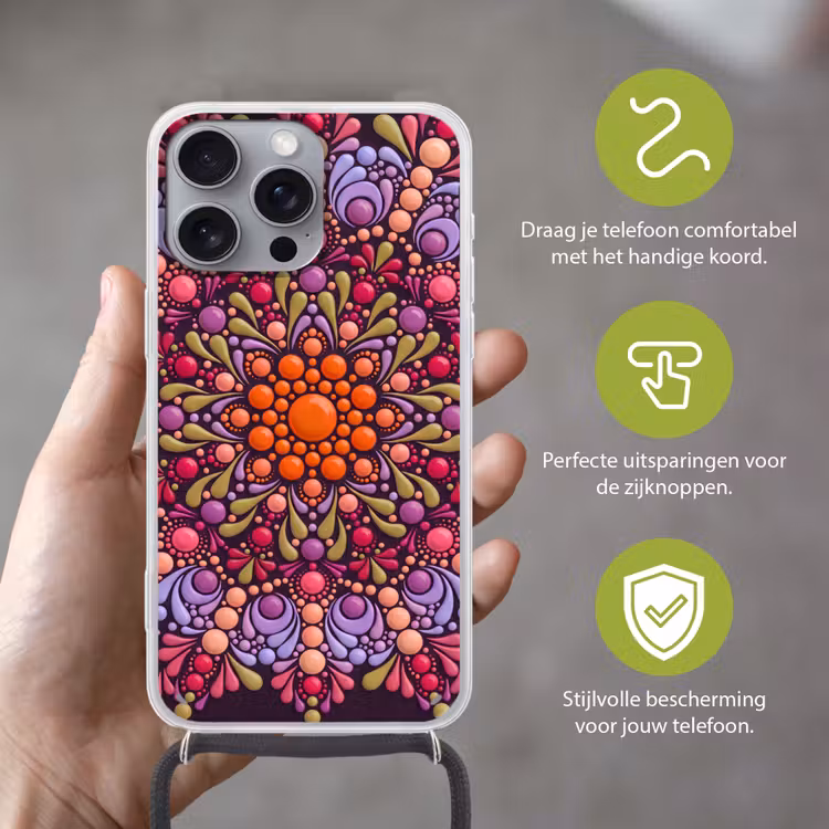 Telefoonhoesje met koord - Patroon - Stippen - Abstract - Modern - Kleurrijk — 4