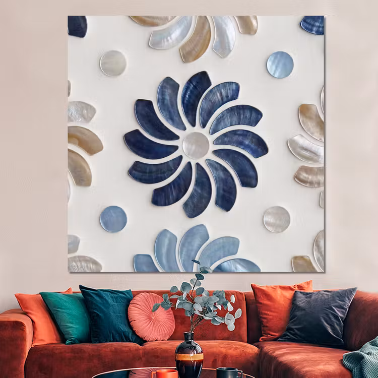 Forex - Bloemen - Parelmoer - Abstract - Patroon - Blauw — 3