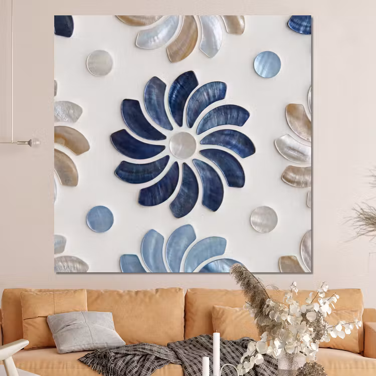 Forex - Bloemen - Parelmoer - Abstract - Patroon - Blauw — 4