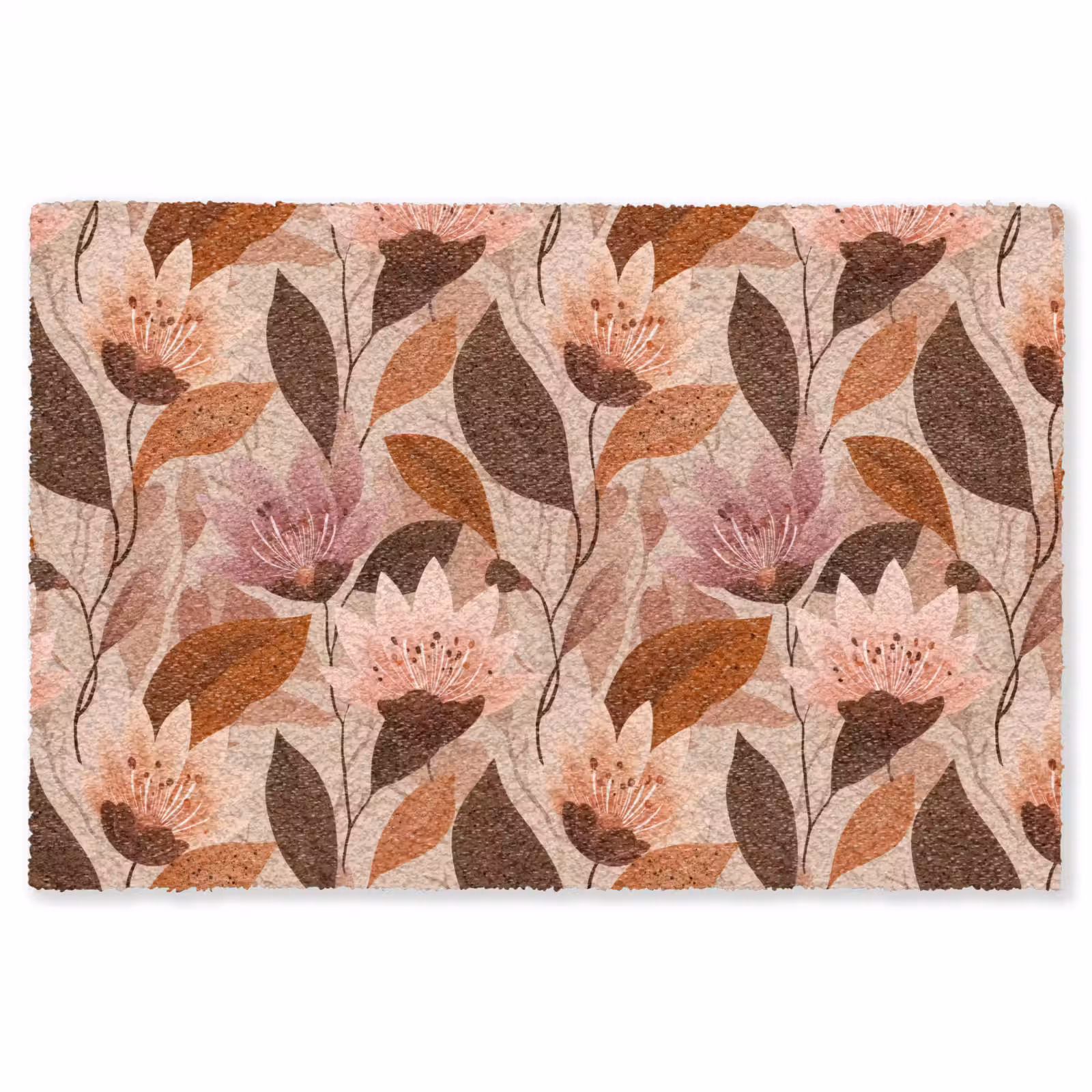Vloerkleed - Bloemen - Bladeren - Bruin — 1