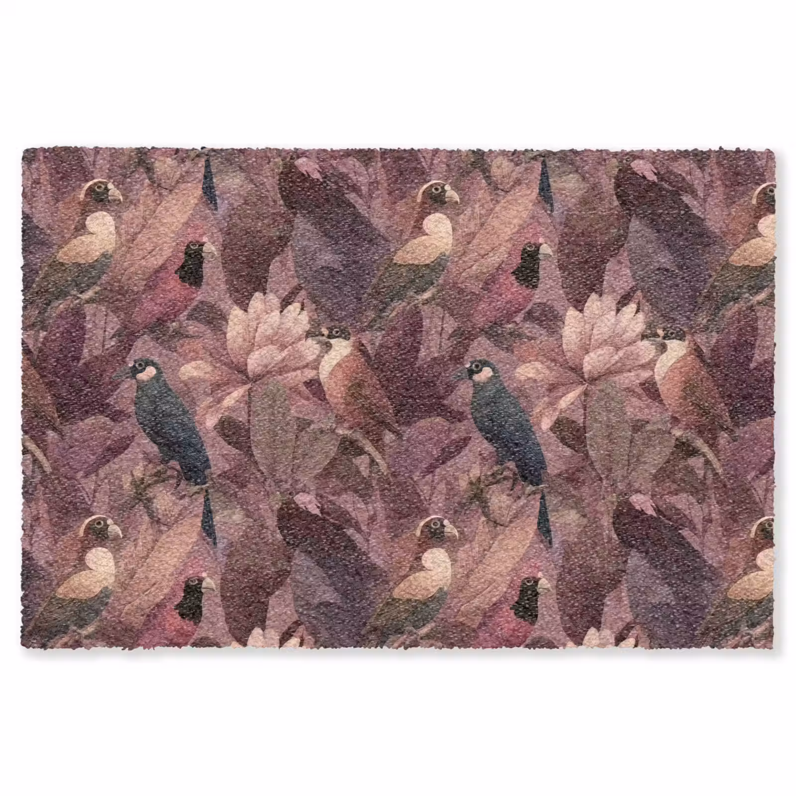 Vloerkleed - Vogels - Bladeren - Roze — 1