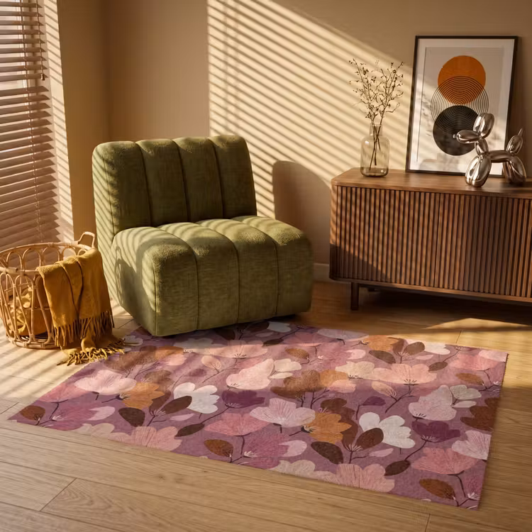 Vloerkleed - Bloem - Patroon - Roze — 2