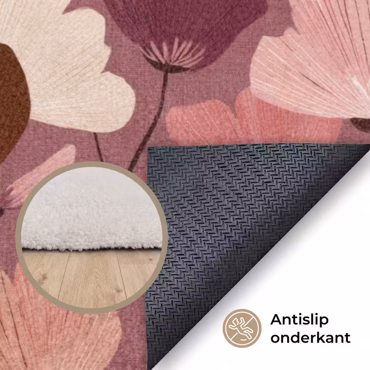 Vloerkleed - Bloem - Patroon - Roze — 4