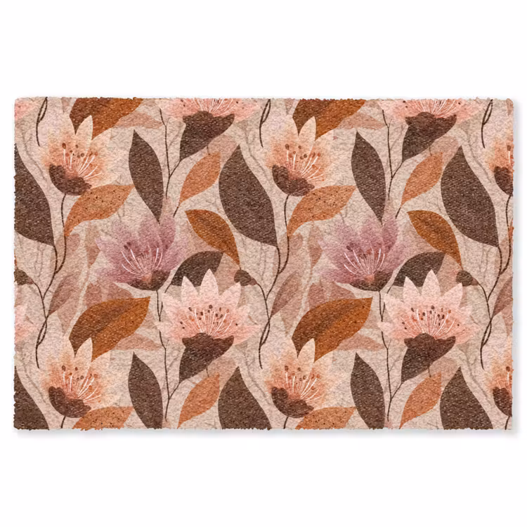 Vloerkleed - Bloemen - Bladeren - Bruin — 1