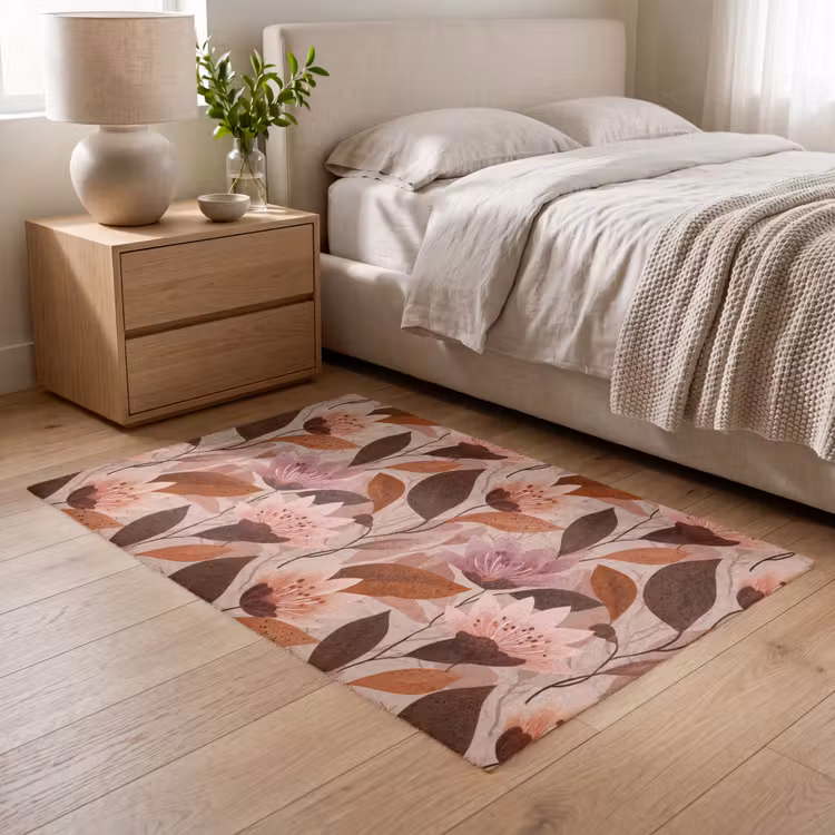 Vloerkleed - Bloemen - Bladeren - Bruin — 6