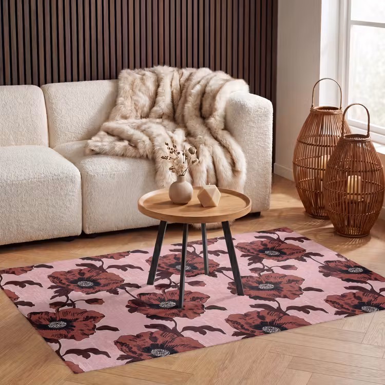Vloerkleed - Bloemen - Retro - Rood — 3