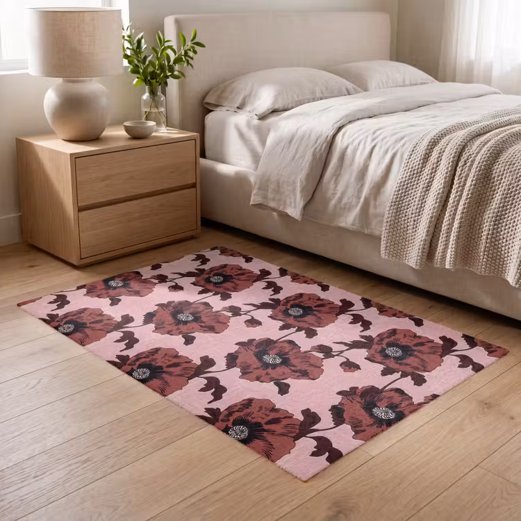 Vloerkleed - Bloemen - Retro - Rood — 6