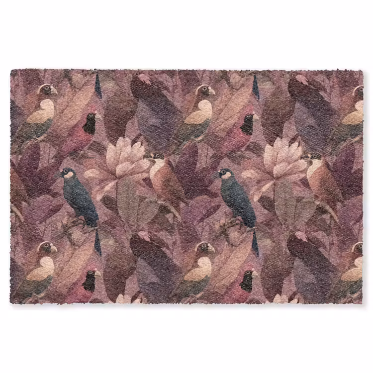 Vloerkleed - Vogels - Bladeren - Roze — 1