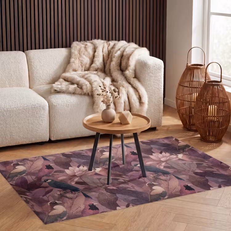 Vloerkleed - Vogels - Bladeren - Roze — 3