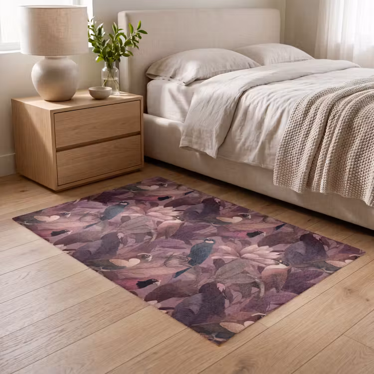 Vloerkleed - Vogels - Bladeren - Roze — 6