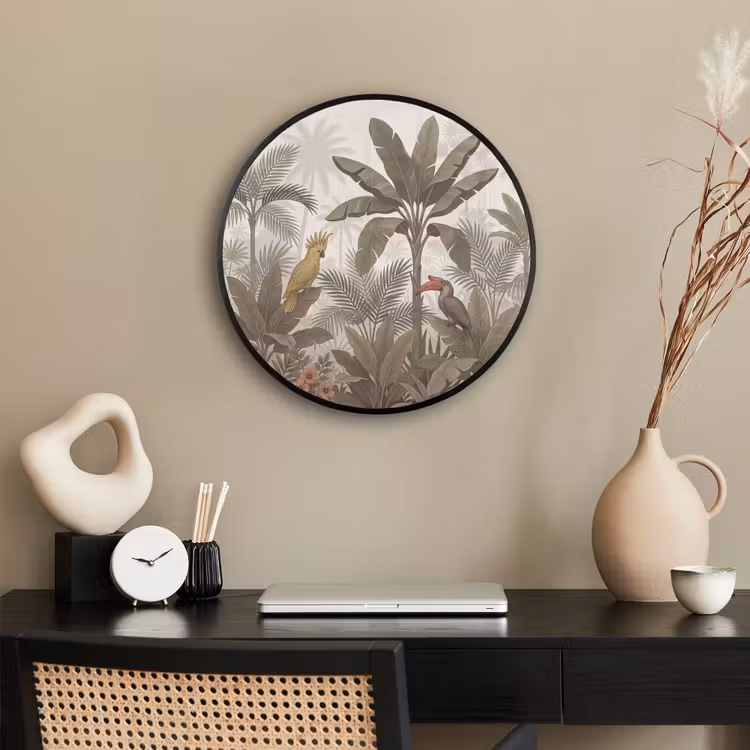 Ronde fotolijst - Vogel - Jungle - Tropisch - Illustratie - Groen — 3