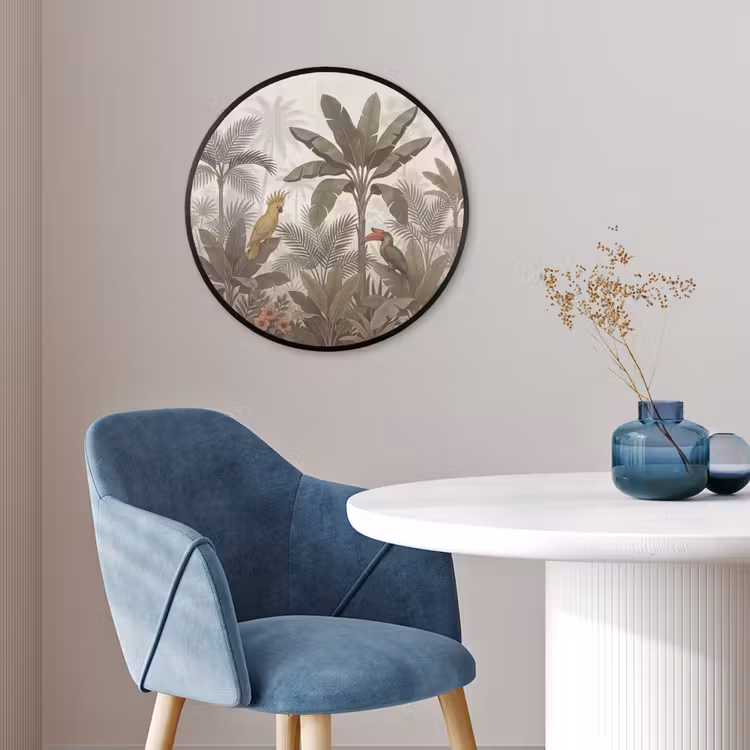 Ronde fotolijst - Vogel - Jungle - Tropisch - Illustratie - Groen — 4