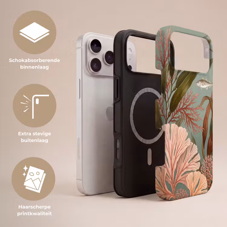 Telefoonhoesje Toughcase - Onderwater - Planten - Vis - Vintage - Groen — 3
