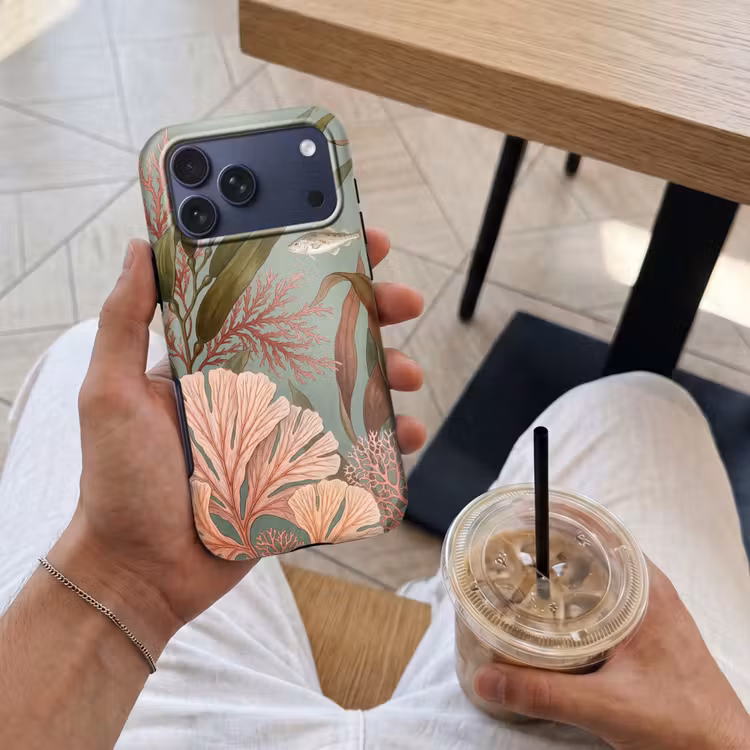 Telefoonhoesje Toughcase - Onderwater - Planten - Vis - Vintage - Groen — 4