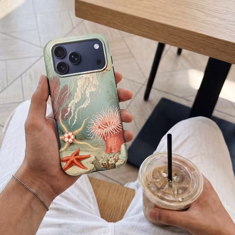 Telefoonhoesje Toughcase - Zeeleven - Kwal - Onderwater - Illustratie - Beige — 4