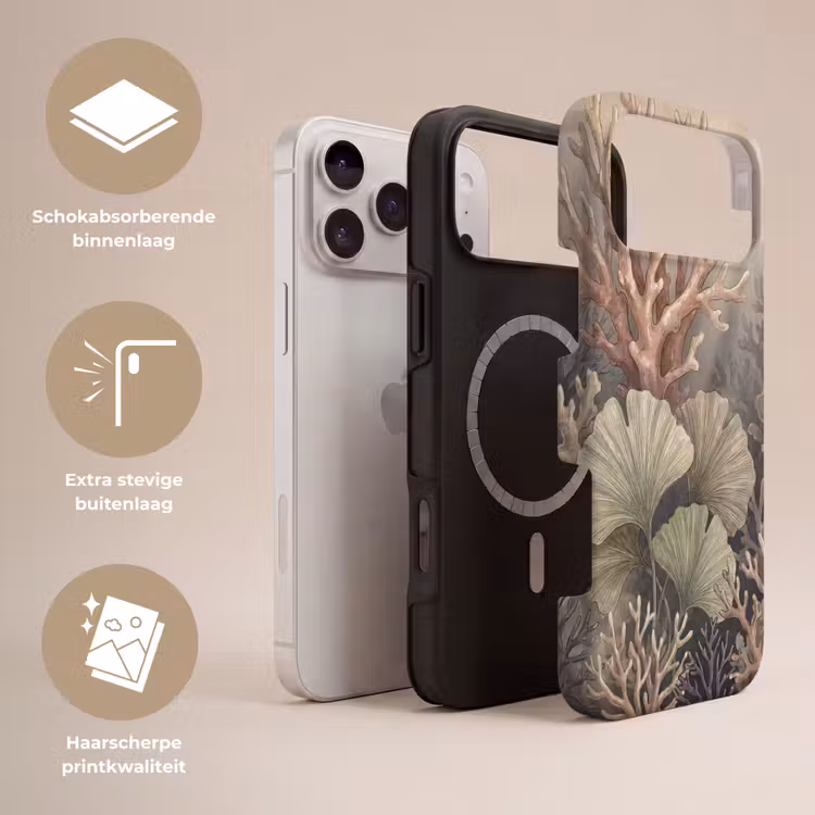 Telefoonhoesje Toughcase - Plant - Bladeren - Zee - Illustratie - Groen — 3