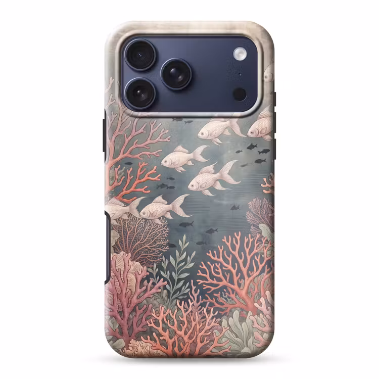 Telefoonhoesje Toughcase - Vis - Koraal - Onderwater - Illustratie - Vintage — 1