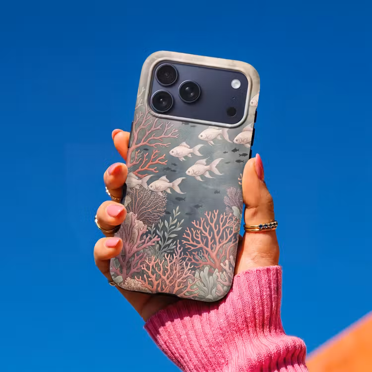 Telefoonhoesje Toughcase - Vis - Koraal - Onderwater - Illustratie - Vintage — 2