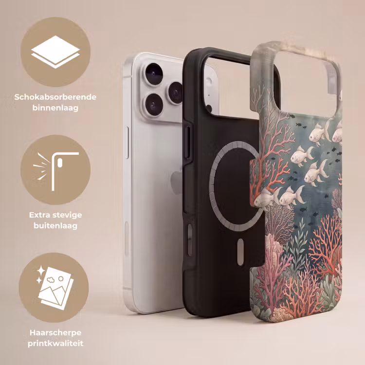 Telefoonhoesje Toughcase - Vis - Koraal - Onderwater - Illustratie - Vintage — 3