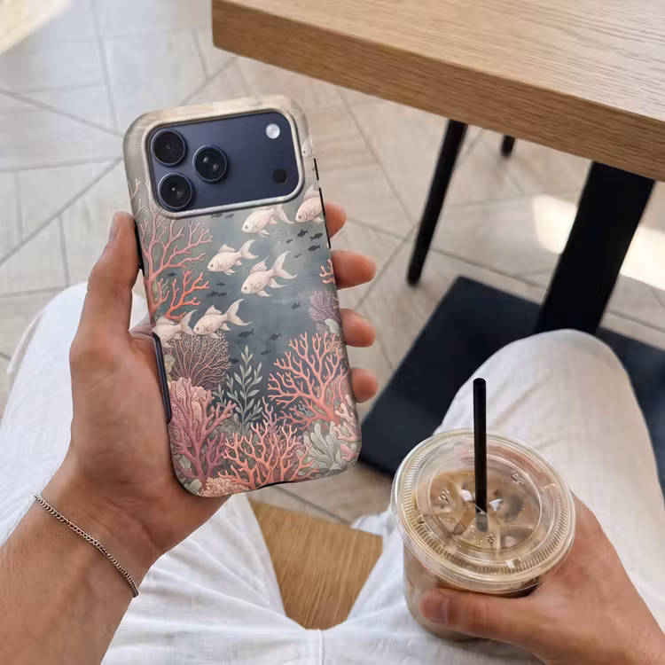 Telefoonhoesje Toughcase - Vis - Koraal - Onderwater - Illustratie - Vintage — 4