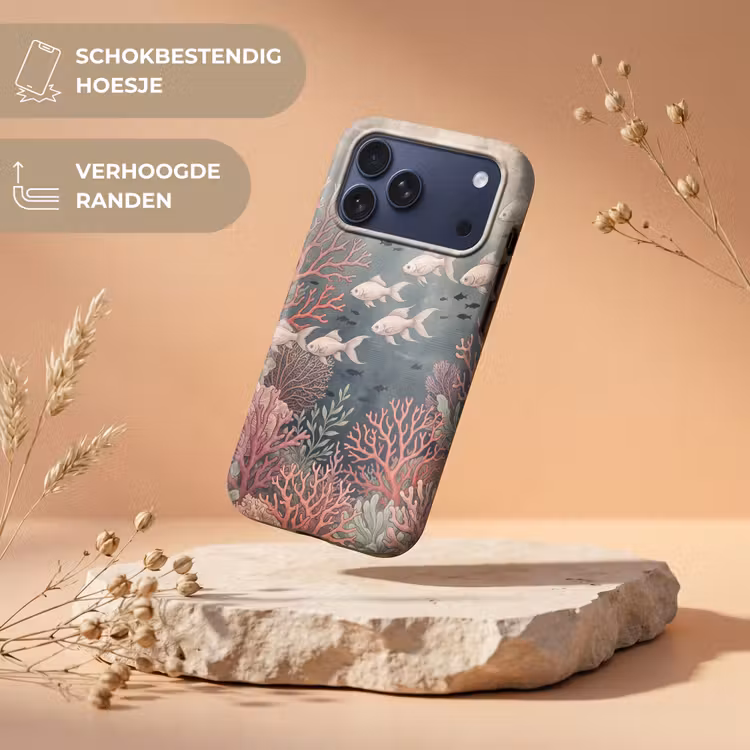 Telefoonhoesje Toughcase - Vis - Koraal - Onderwater - Illustratie - Vintage — 5