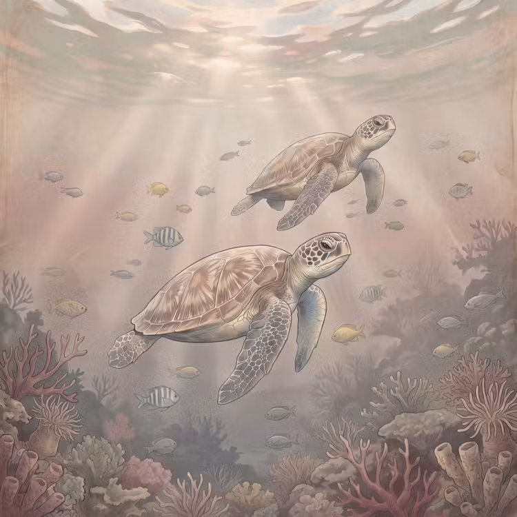 Behang - Dier - Onderwater - Oceaan - Illustratie - Zeeleven — 2