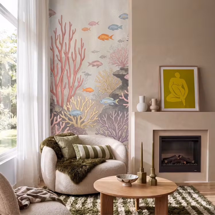 Behang - Vis - Koraalrif - Onderwaterwereld - Illustratie — 1
