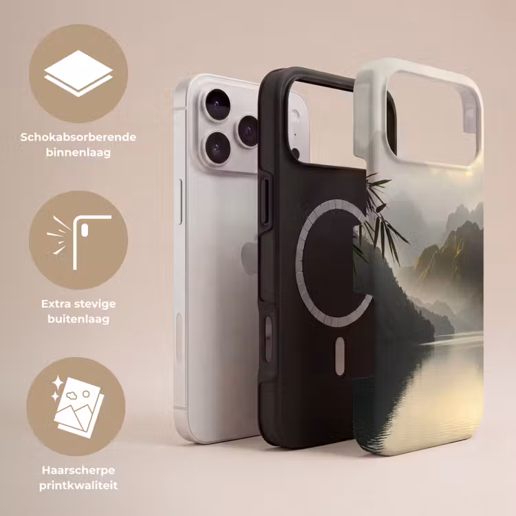 Telefoonhoesje Toughcase - Bergen - Water - Mist - Natuur - Landschap — 3
